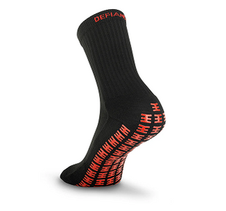 Defiance black grip socks with cushioned sole for sport