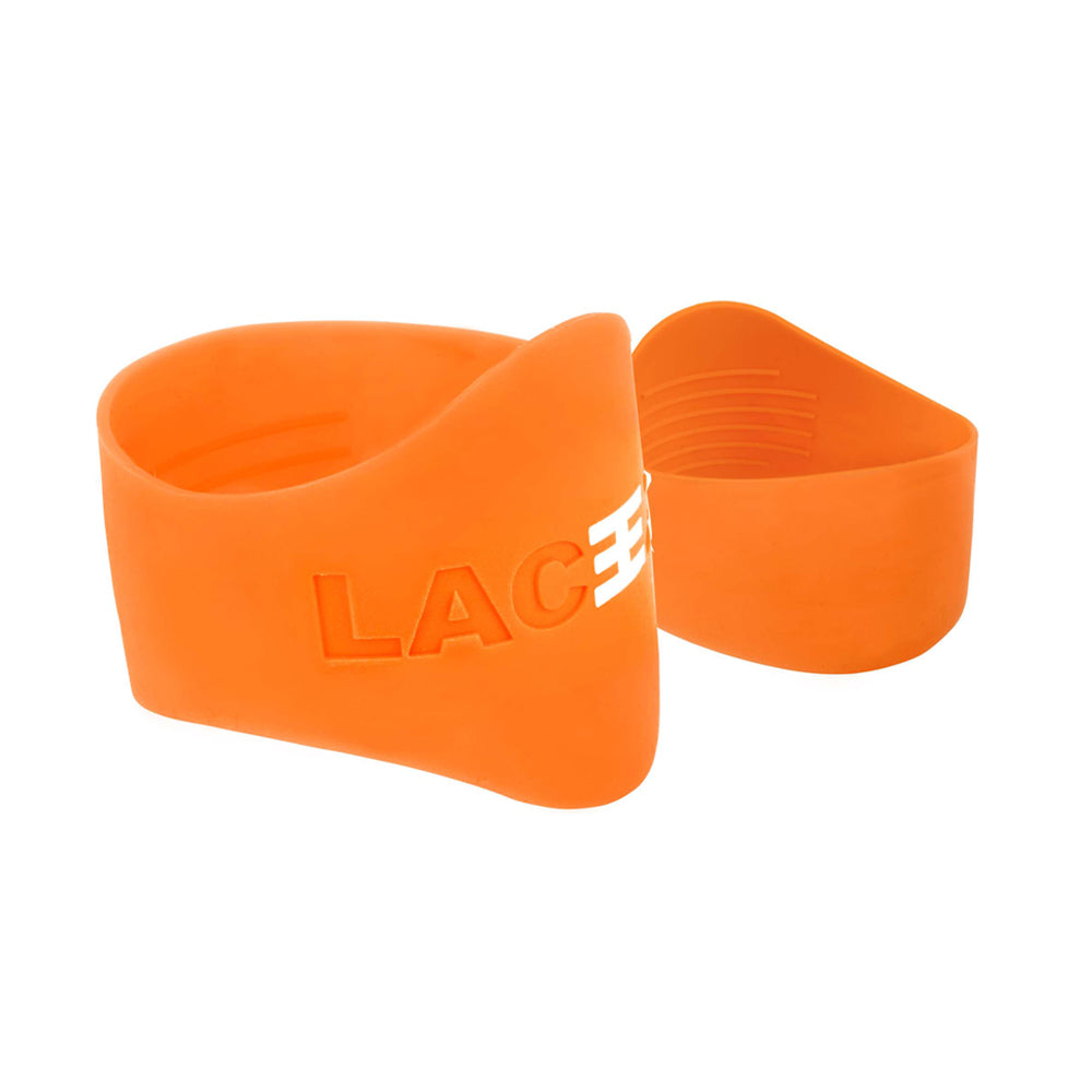Laceeze Original silicon bands keep kids’ football laces tied Orange pair 